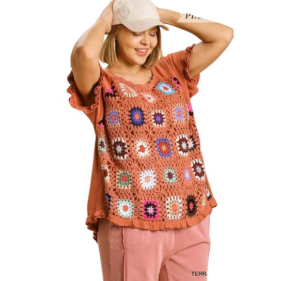 NWT Umgee crochet top in terracotta 1X - Picture 3 of 3